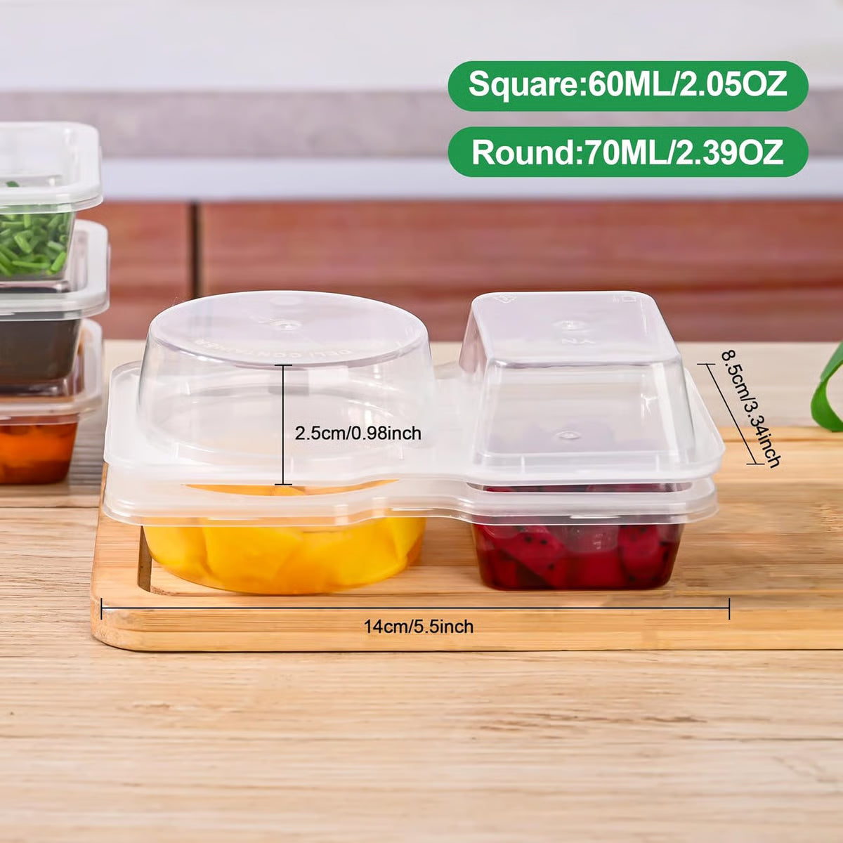 Double Compartment Condiment Containers (10 Pack) ~ Split containers for balanced eating.