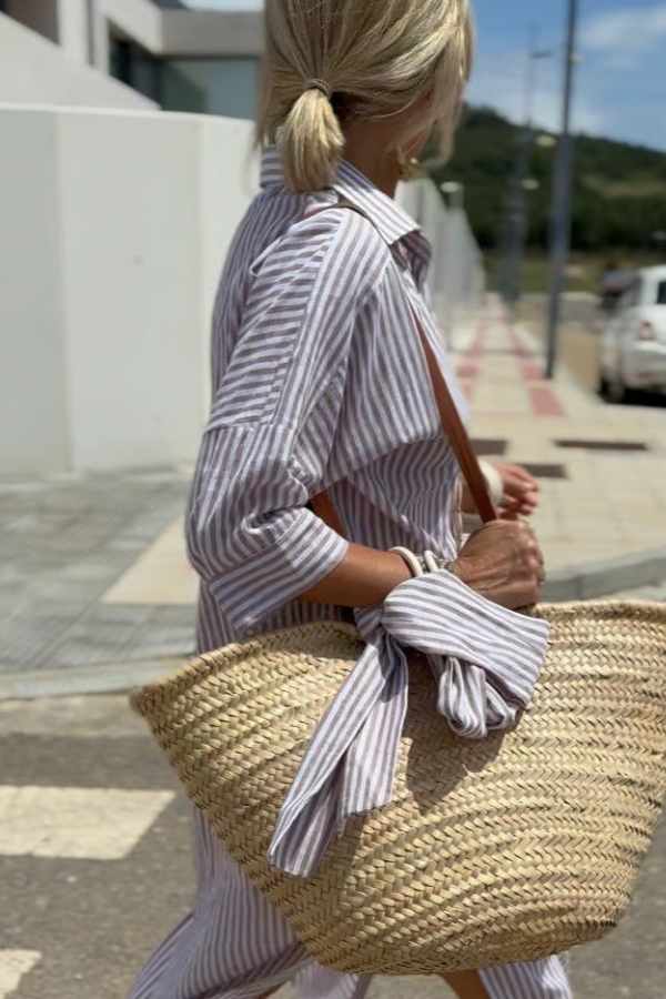 Classic Striped Lace-Up Shirt Dress ~ Breezy, flattering style for any sunny day