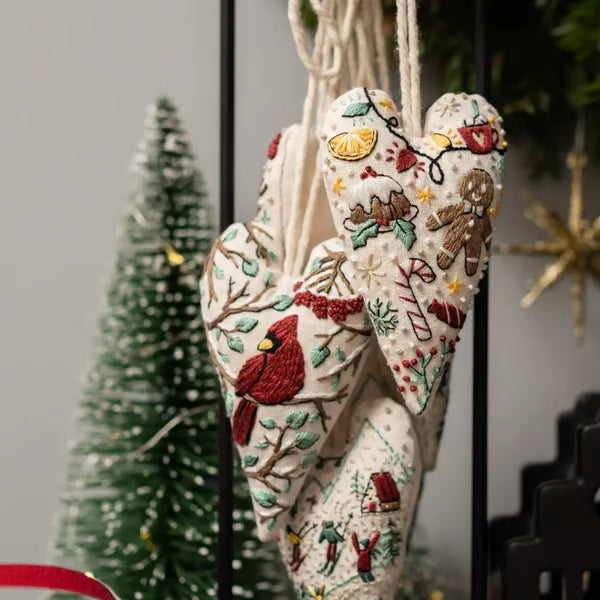 Heart Shaped Christmas Ornament Kit ~ Hand-stitched holiday keepsake you’ll treasure for years.