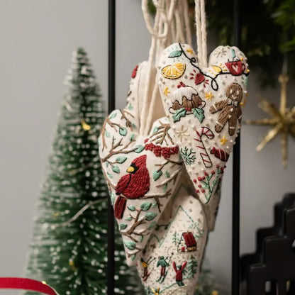 Heart Shaped Christmas Ornament Kit ~ Hand-stitched holiday keepsake you’ll treasure for years.