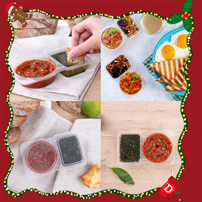 Double Compartment Condiment Containers (10 Pack) ~ Split containers for balanced eating.
