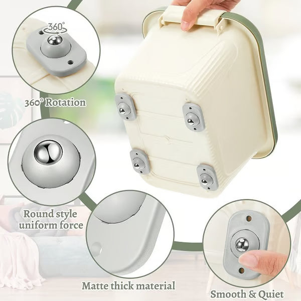 Self Adhesive Caster Wheels ~ Instant 360° mobility for furniture & storage.