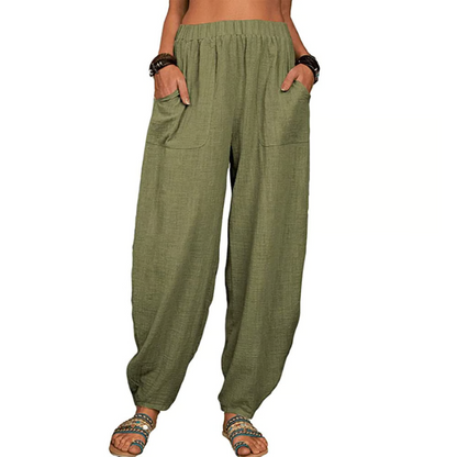 Loose cotton linen harem pants ~ Soft, breezy comfort you’ll live in.