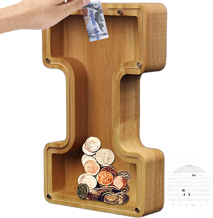 Wooden Letter Piggy Bank ~ Turn everyday coins into lasting memories.