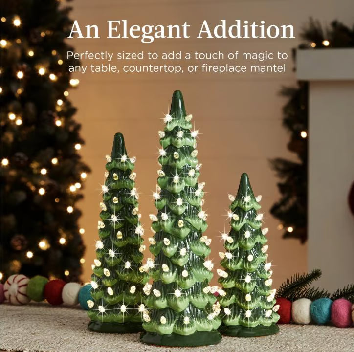 Hand-Painted Tabletop Christmas Trees ~ Classic holiday charm without the hassle.