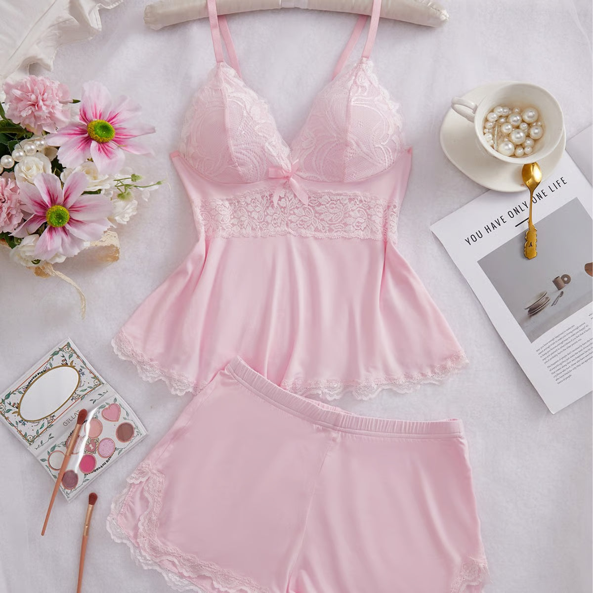 Floral Lingerie Pjs and Panty Set ~ Marriage counseling in fabric form.