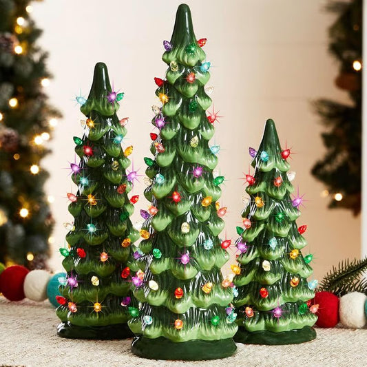 Hand-Painted Tabletop Christmas Trees ~ Classic holiday charm without the hassle.