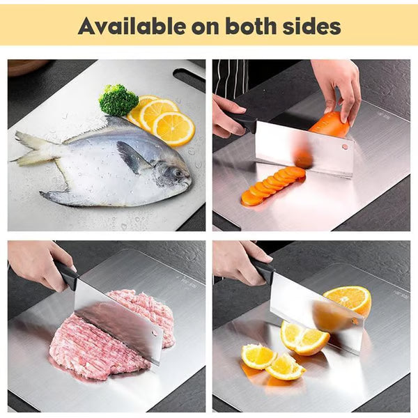 Heavy-Duty Steel Chopping Board ~ Odor-free and heat-resistant for everyday cooking.