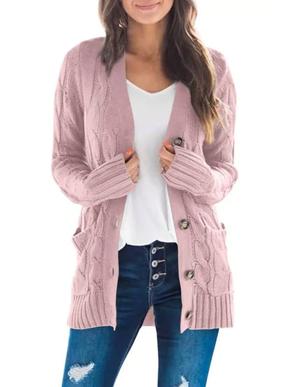 Long Sleeve Button Down Cable Knit Cardigan ~ Cozy fall favorite for work or weekends.