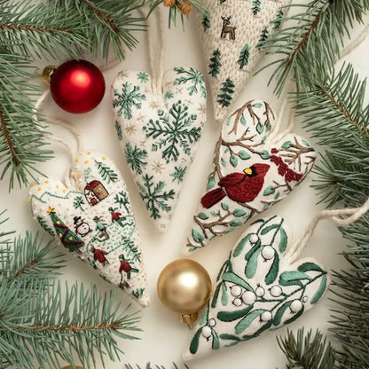 Heart Shaped Christmas Ornament Kit ~ Hand-stitched holiday keepsake you’ll treasure for years.
