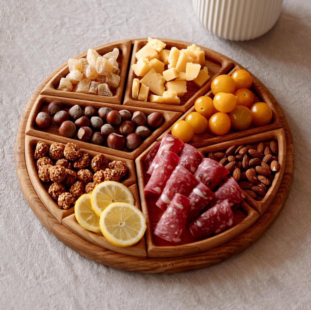 Puzzle Serving Tray ~ Modular oak design that transforms snacks into art.