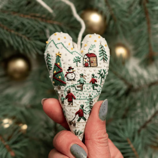 Heart Shaped Christmas Ornament Kit ~ Hand-stitched holiday keepsake you’ll treasure for years.