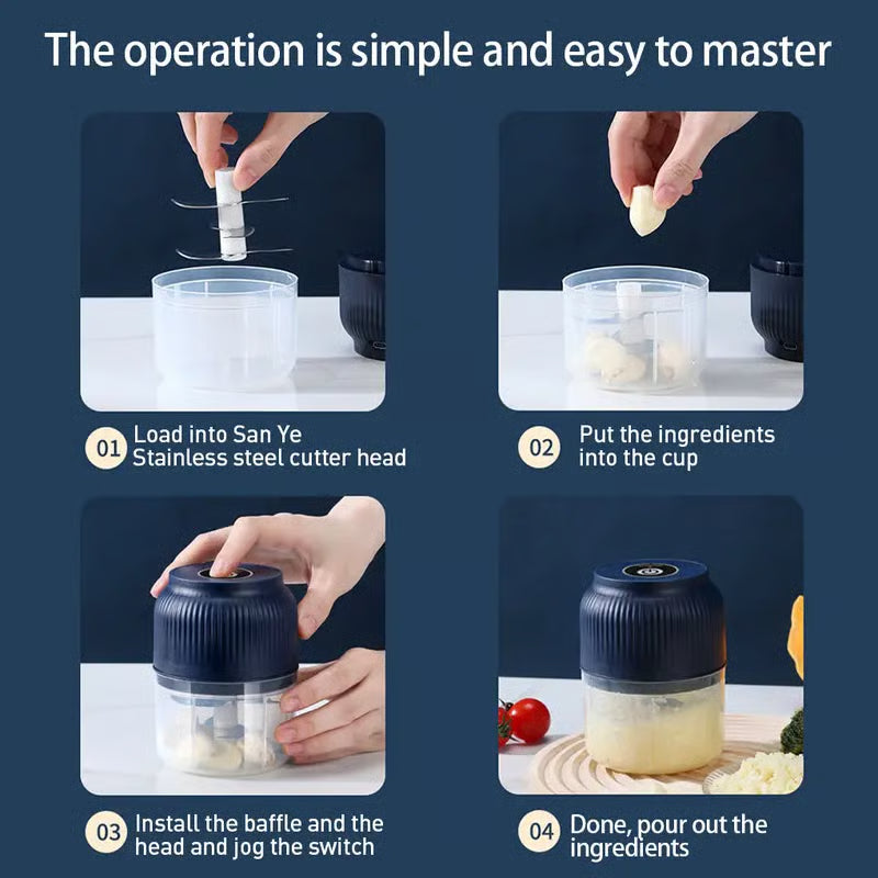 Electric Portable Veggie Choppe ~ Freshly chopped ingredients in seconds.