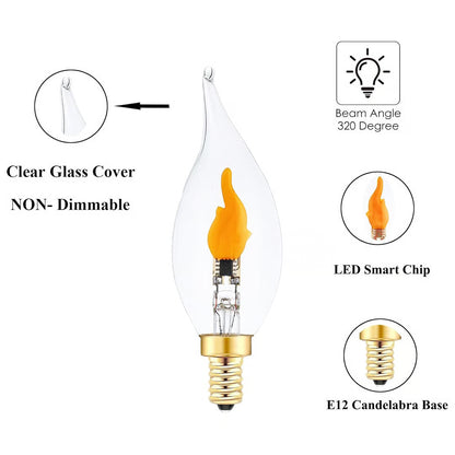 Flickering Flame Light Bulbs ~ Year-round warm flicker for indoor or outdoor spaces.