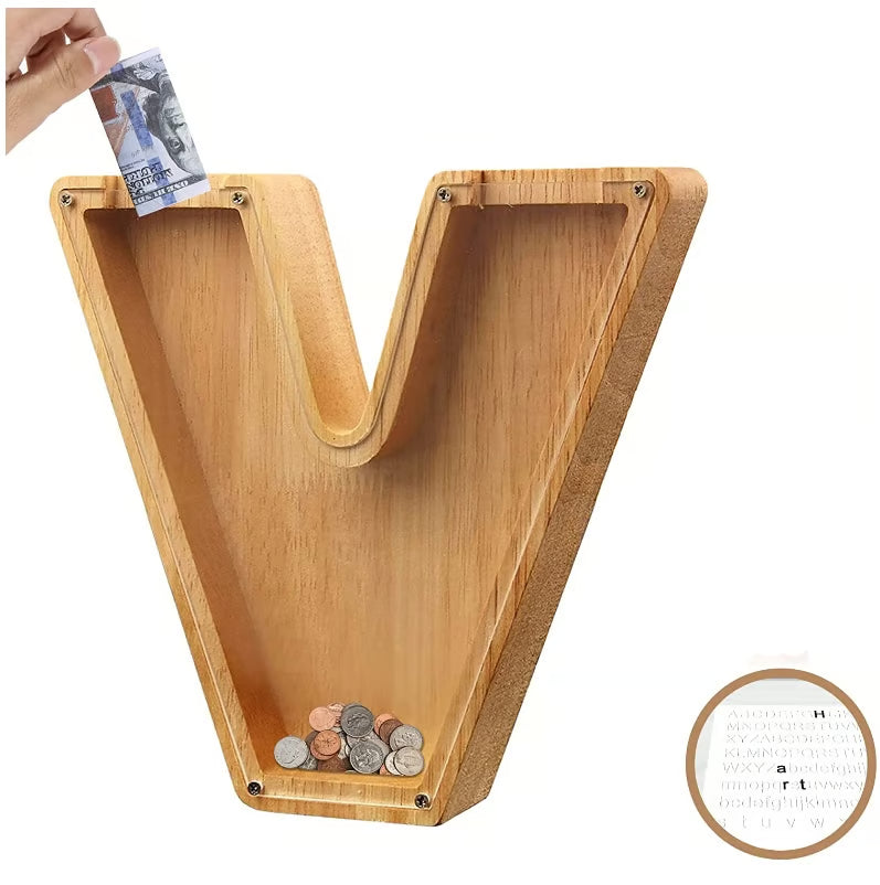 Wooden Letter Piggy Bank ~ Turn everyday coins into lasting memories.