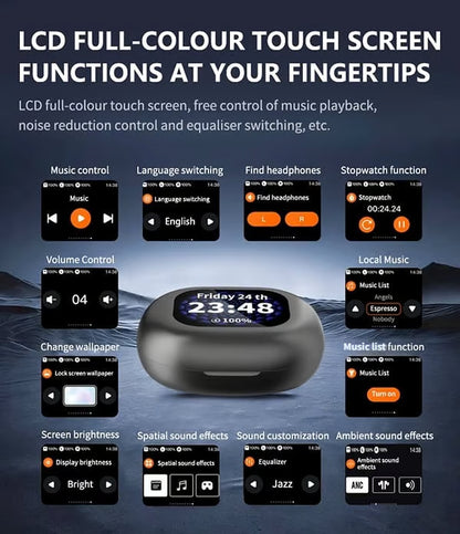 Touch Screen Open Earbuds ~ Smart control, crystal-clear sound all day.