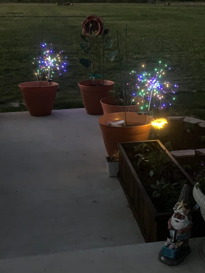 Waterproof Solar Garden Fireworks Lamp ~ Add vibrant sparkle to any outdoor space.