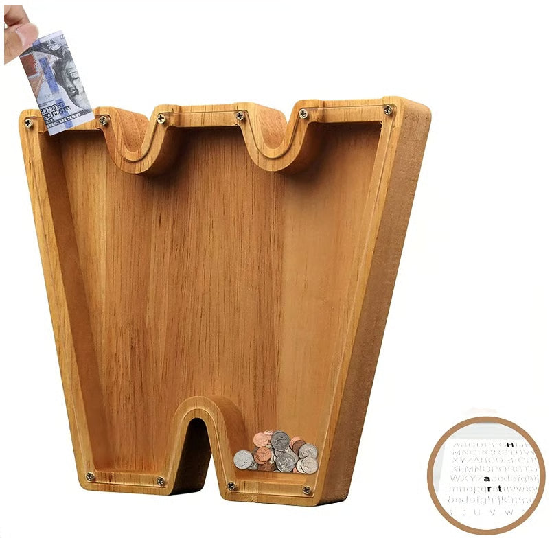 Wooden Letter Piggy Bank ~ Turn everyday coins into lasting memories.