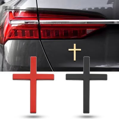 Metal Jesus Cross Emblem ~ Holy Armor for Your Ride.
