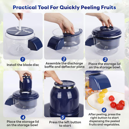 Automatic Peeler ~ Peel delicate skins evenly without bruising or waste.