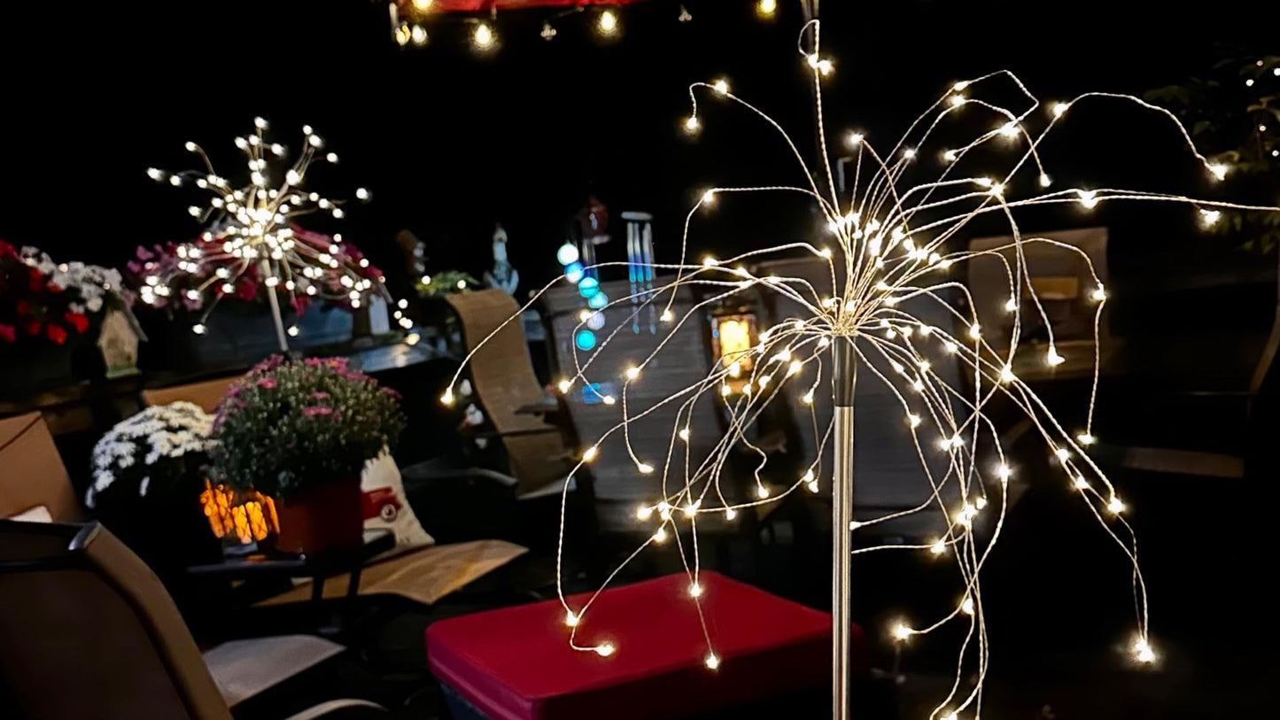 Waterproof Solar Garden Fireworks Lamp ~ Add vibrant sparkle to any outdoor space.