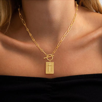 Cross Pendant Paperclip Chain Necklace ~ A bold reminder of God’s presence.
