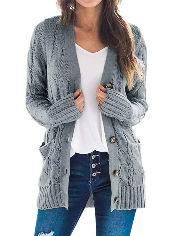 Long Sleeve Button Down Cable Knit Cardigan ~ Cozy fall favorite for work or weekends.