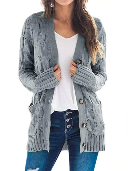 Long Sleeve Button Down Cable Knit Cardigan ~ Cozy fall favorite for work or weekends.