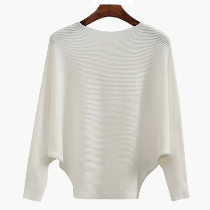 Boat Neck Bat Sleeve Knitted Sweater ~Flowy, flattering, and irresistibly soft.
