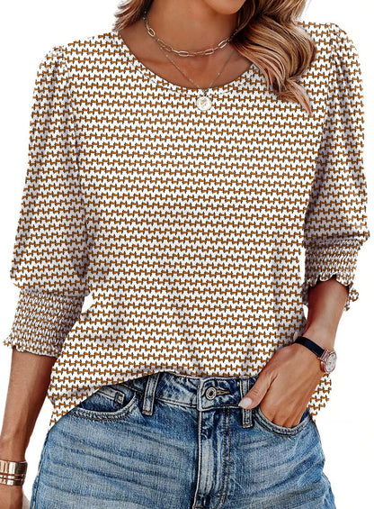 Dressy 3/4 Length Sleeve Blouse ~ Chic, versatile style for every occasion.