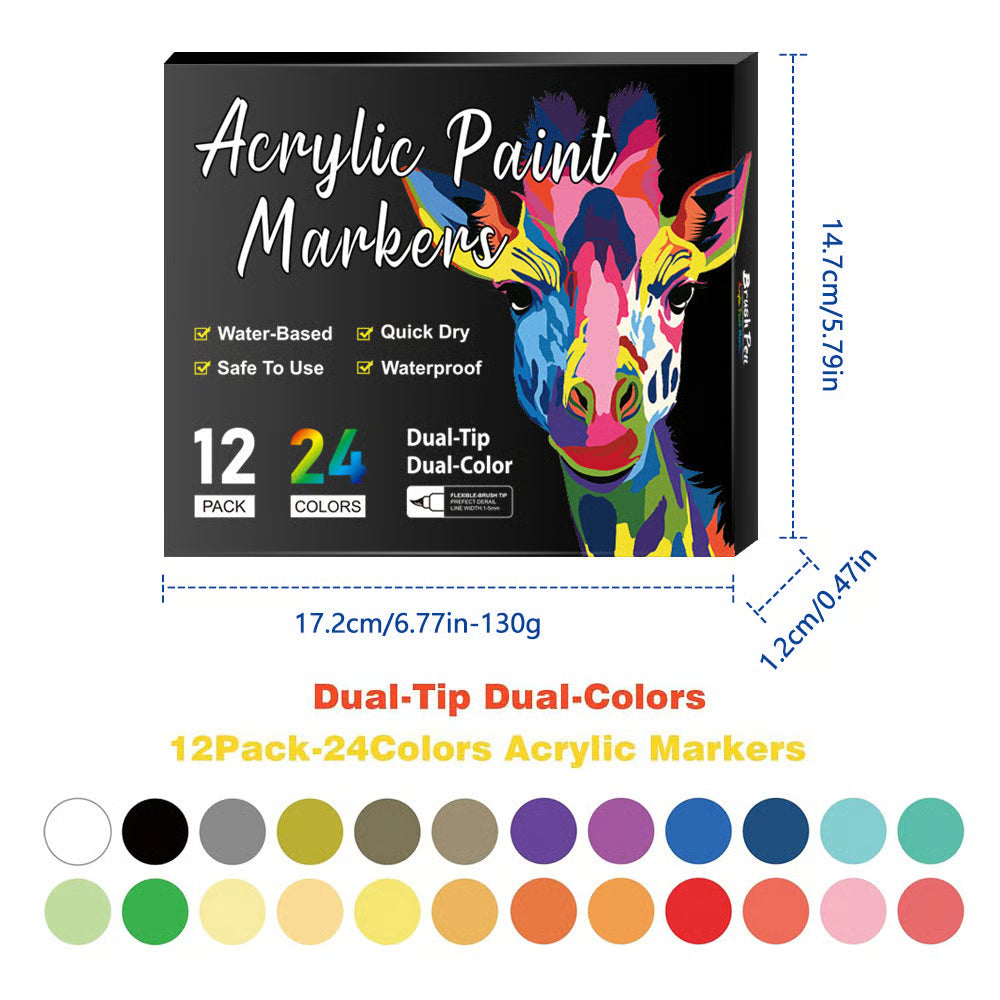Dual Tip Acrylic Paint Pen Marker ~ Screen-free creativity on any surface.