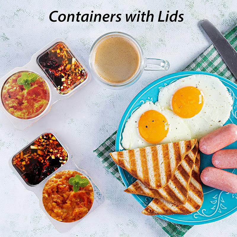 Double Compartment Condiment Containers (10 Pack) ~ Split containers for balanced eating.