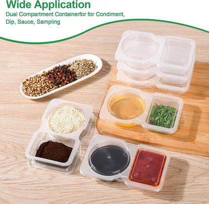 Double Compartment Condiment Containers (10 Pack) ~ Split containers for balanced eating.