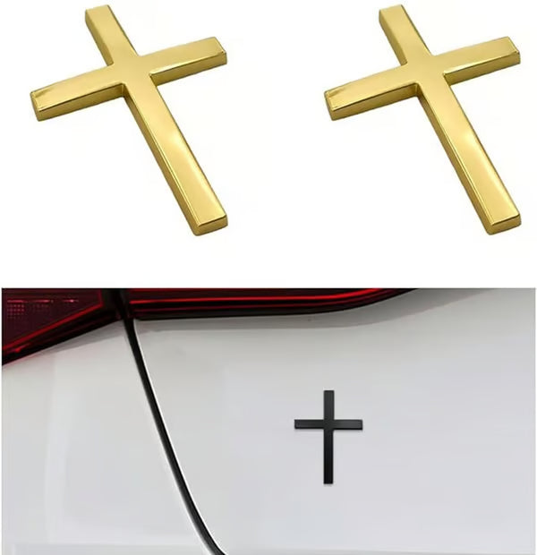 Metal Jesus Cross Emblem ~ Holy Armor for Your Ride.