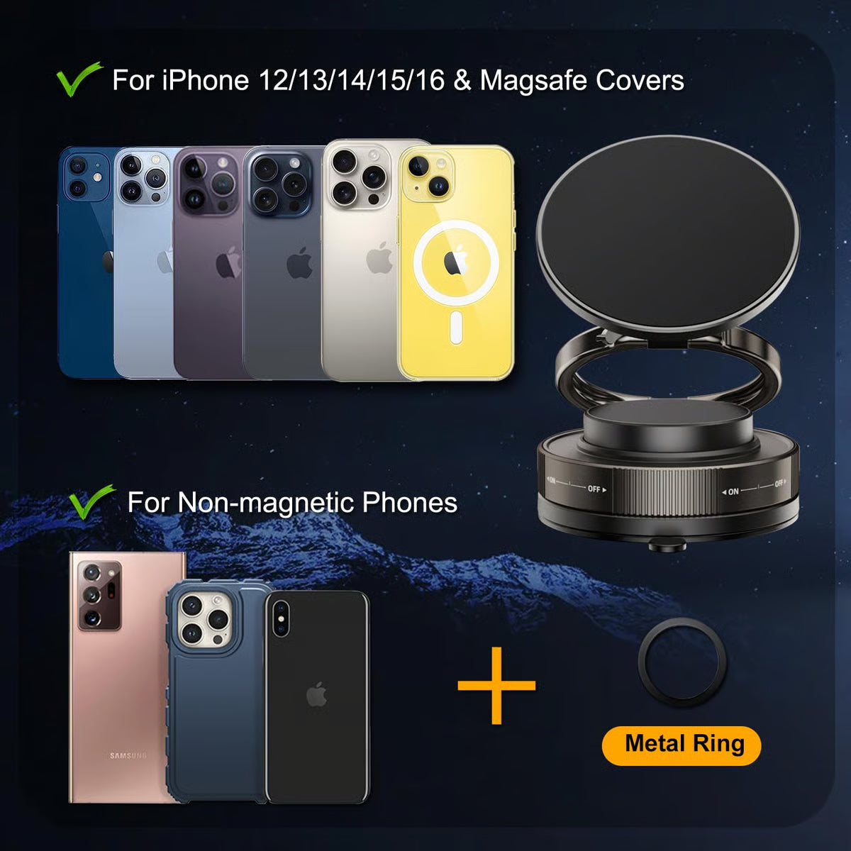 Adjustable Vacuum Magnetic Phone Holder ~ Never miss the call that matters.