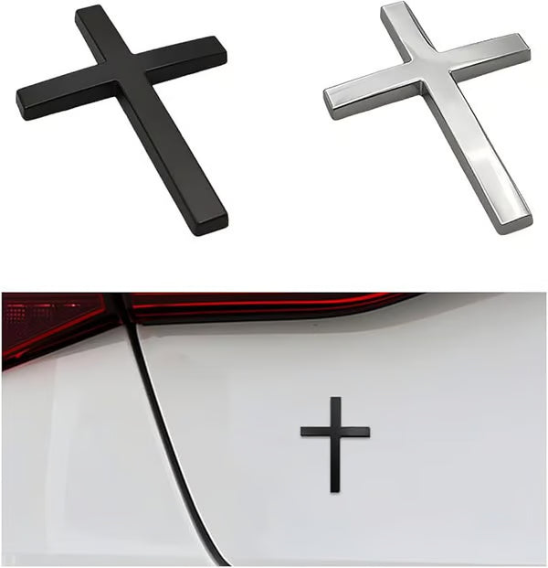 Metal Jesus Cross Emblem ~ Holy Armor for Your Ride.