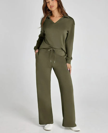 Casual Long Sleeve Sweatsuit 2-piece Sets ~ Soft, breathable, and wrinkle-free all day long.