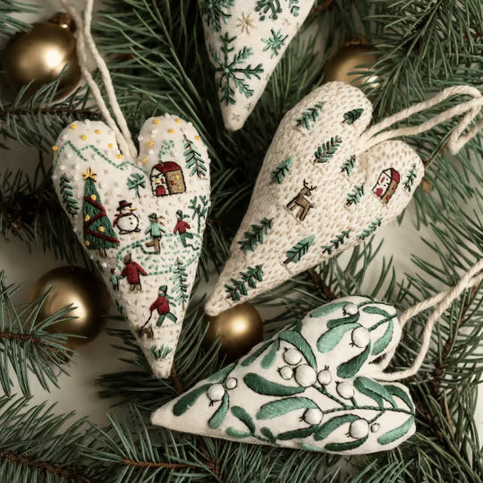 Heart Shaped Christmas Ornament Kit ~ Hand-stitched holiday keepsake you’ll treasure for years.