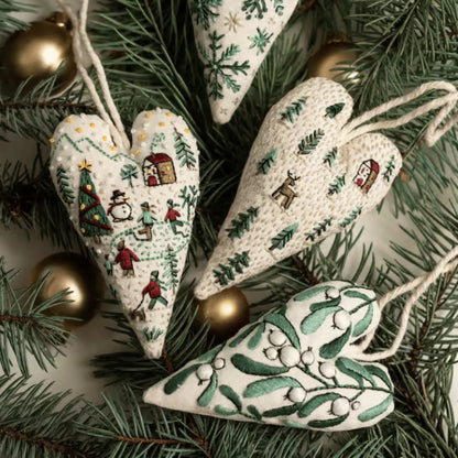 Heart Shaped Christmas Ornament Kit ~ Hand-stitched holiday keepsake you’ll treasure for years.