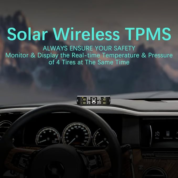 Solar Powered Tire Pressure Monitoring System ~ Real-time safety alerts for worry-free driving.