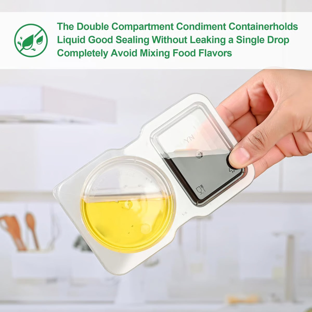 Double Compartment Condiment Containers (10 Pack) ~ Split containers for balanced eating.