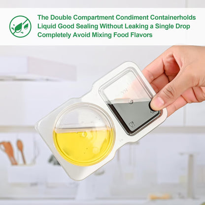 Double Compartment Condiment Containers (10 Pack) ~ Split containers for balanced eating.