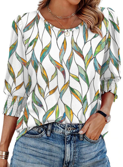 Dressy 3/4 Length Sleeve Blouse ~ Chic, versatile style for every occasion.