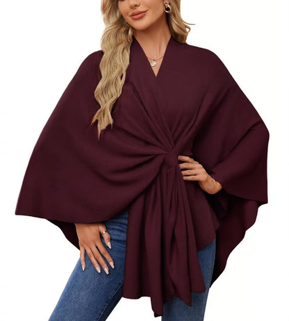 Elegant Shawl Sweater Wrap ~ Effortless layering and cloud-soft comfort all day.