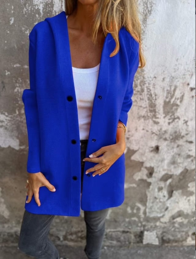 Casual Single Breasted Hooded Jacket ~ Throw-on style for breezy spring & autumn days.