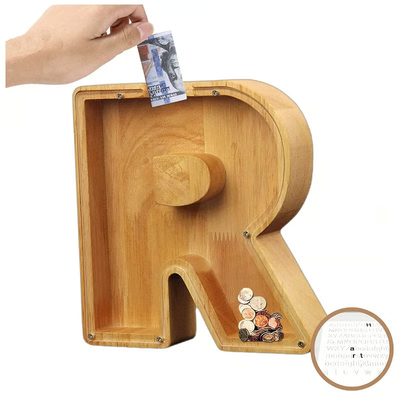 Wooden Letter Piggy Bank ~ Turn everyday coins into lasting memories.