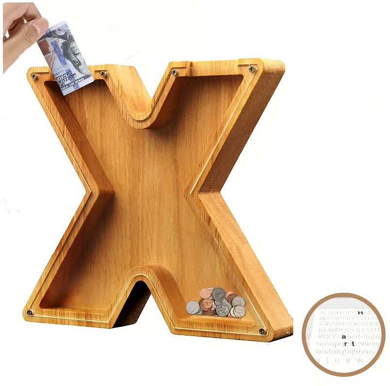 Wooden Letter Piggy Bank ~ Turn everyday coins into lasting memories.