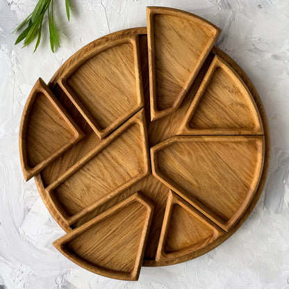 Puzzle Serving Tray ~ Modular oak design that transforms snacks into art.
