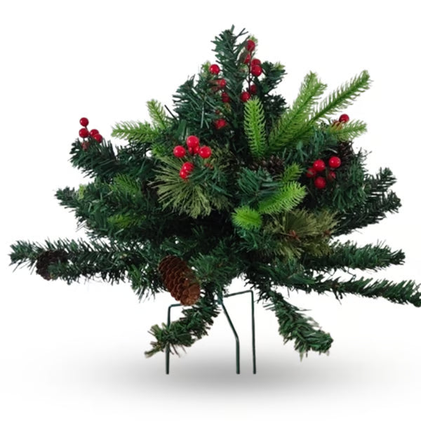 Pre-lit Artificial Christmas Tree Urn Filler ~ Weatherproof sparkle for entryways and patios.