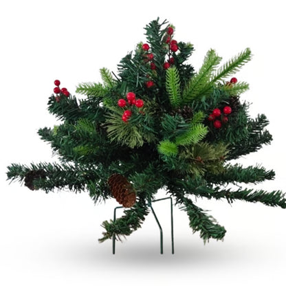 Pre-lit Artificial Christmas Tree Urn Filler ~ Weatherproof sparkle for entryways and patios.